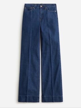 NEW J. Crew Wide Leg Trouser Denim Jeans 27 Dark Wash Lyocell Cotton Blend BP479